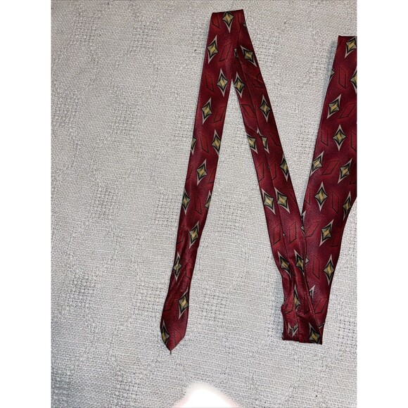 Rene Chagal Men’s Dress Tie Size 57” 4” Red Geometric Business Formal Polyester - Picture 12 of 12